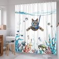 thumbnail image 3 of Cortina De Ducha 180 X 180 Cm Buceo Gato Océano Impreso Cortina De Baño Impermeable Lavable Anti Rápido Tejido De Poliéster Accesorio De Baño con 12 Ganchos, 3 of 5