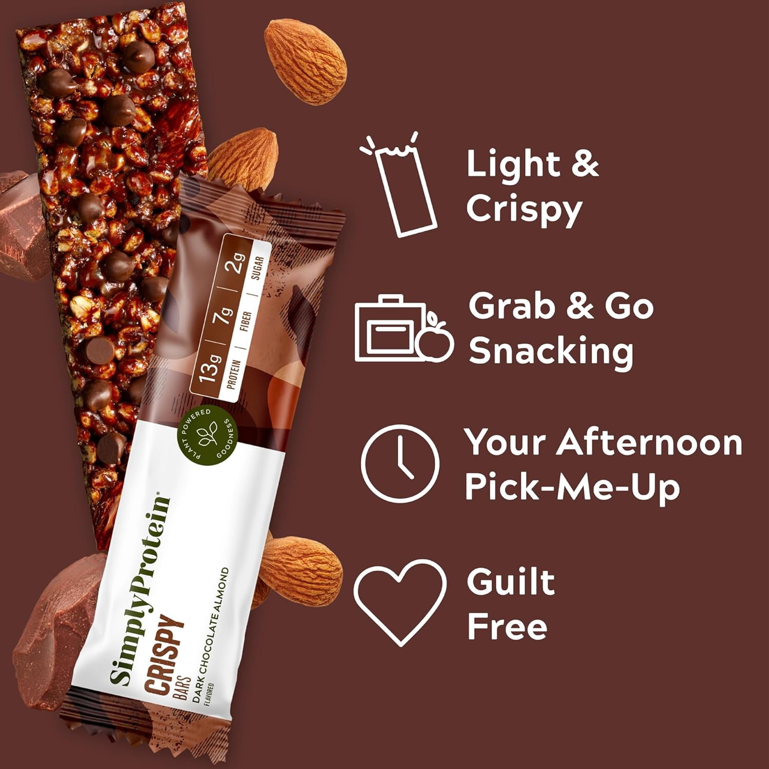 (Pack of 6) SimplyProtein Dark Chocolate Almond Bar Snack 4-Pack 5.64 Oz