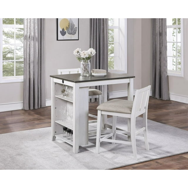 Topline Home Furnishings Multi-Functional White 3pc Dining Set