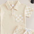 thumbnail image 4 of Akiihool Baby Boy Short Sets Baby Boys Summer Clothes Striped Boy Waffle Short Sleeve T-shirt Tops Shorts Set 6 12 18 24 Months Outfits(Beige,6-12 Months), 4 of 4