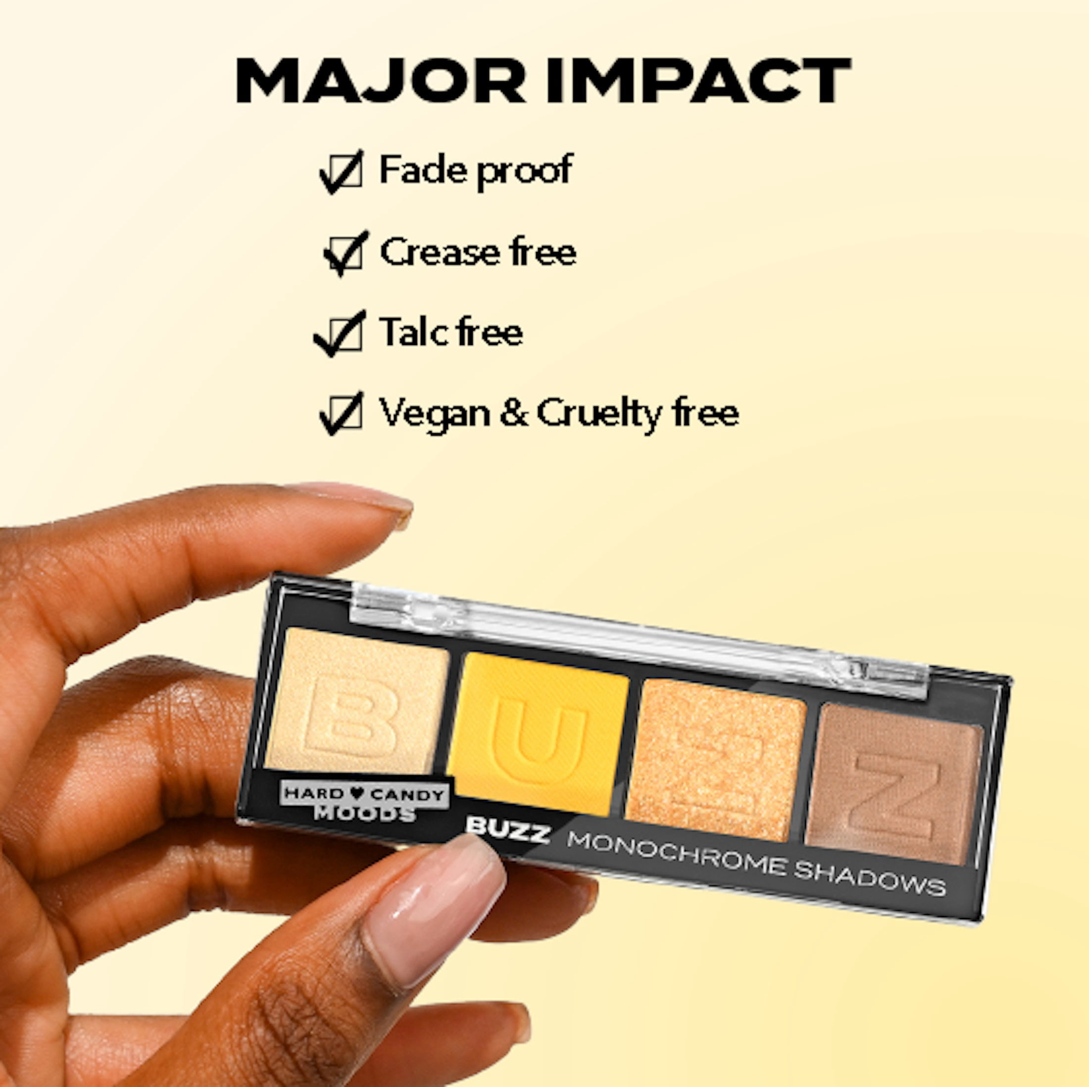 Hard Candy, Moods Shadow Palette, 4 Bold & Buildable Monochromatic Shades, BUZZ, .10oz
