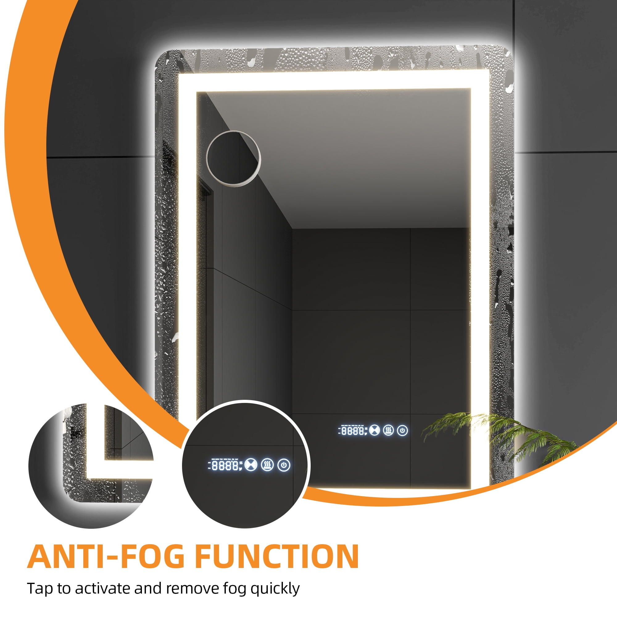 Uforic LED Bathroom Mirror with Front Light and Backlit,3 Colors Dimmable Adjustable LED Wall Mounted Mirror,Anti-Fog,24" x 32",Wall Mounted Mirror-Vertically Only