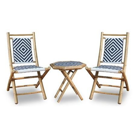 Vintage Bamboo Patio Furniture Heather Ann Creations Isla Collection Hana Series 3 Piece Outdoor Patio Conversation Set ()