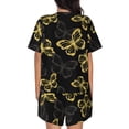 thumbnail image 3 of Qekee Golden Glitter Butterflies Women's Pajama Set Short Sleeve Sleepwear Summer Home Wear with Pockets Soft Short Sleeve Shirt - Golden Glitter Butterflies, 3 of 9