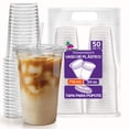 thumbnail image 1 of 50 Vasos de Plástico 24 oz (710 ml) con Tapa Plana para Popote - Vasos Transparentes de Gran Capacidad - Kit de 50 Vasos y 50 Tapas, 1 of 5