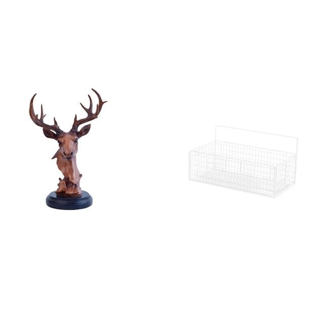 Figura decorativa de cabeza de ciervo, estatua artesanal de animal, adorno de resina para mesita de noche, escritorio con estantes, organizador de par