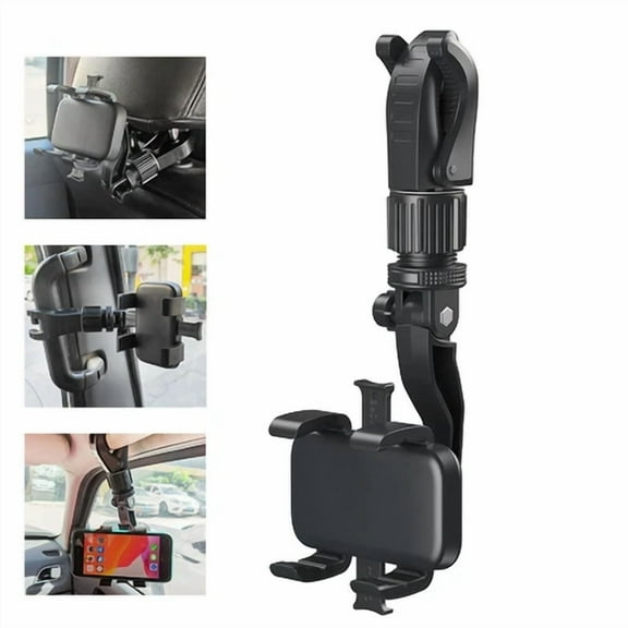 Multifunction 360° Car Phone Rear View Mirror Mount Clip Holder Stand Cradle Usa