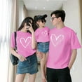 thumbnail image 5 of WREESH Family Matching T-Shirts for Women Fashion Short Sleeve T-Shirts with Playful Heart Graphic Tees for The Whole Family Pink, 5 of 5