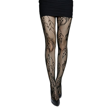 Lady Thin Sexy Novelty Design See Through Fishnet Pantyhose Black XS ...