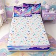 thumbnail image 4 of Manfei 3D Print Amphibian Axolotl Zipper Twin Comforter Sets with Fitted Sheet and 2 Pillowcases,Cute Salamander Pattern Zipper Bedding Set,Colorful Stars Reversible,4 Pieces, 4 of 7