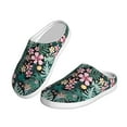 thumbnail image 2 of Daiia Rose Flowers Print Women’s Fuzzy Slippers Memory Foam Lightweight House Shoes Cozy Loafer Flannel House Shoes-39/40, 2 of 7