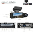 thumbnail image 6 of Car Dash Cam, Front & Rear Dash Cam, Dashcam Front and Rear Camera, 24 Hour Night Vision & HDR, Loop Recording & Motion Detection Suitable for All Car (Front+Inside+32G), 6 of 7