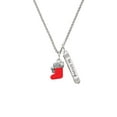 thumbnail image 2 of Delight Jewelry Silvertone 3-D Red Christmas Stocking Silvertone Be Strong and Courageous Bar Charm Necklace, 23", 2 of 4