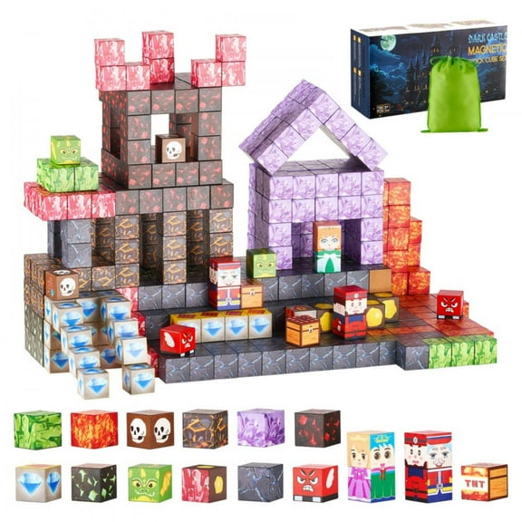 Magnetic Blocks, 150 PCS Dark Castle Set, Magnetic Building Cubes for , STEM Montessori Sensory Toys for Christmas Birthday Gift, Construction Stacking Toy for 3 Years Old Boys & Girls