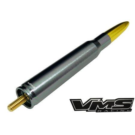 - 50 Cal Caliber GUNMETAL GOLD TIP BULLET ANTENNA Heavy Gauge CNC Machined Billet Aluminum Short for Jeep Wrangler JK Sahara Sport Rubicon Unlimited Freedom Fifty 2007-2017
