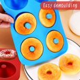 thumbnail image 4 of Paquete de 2 moldes de silicona para donas, 6 cavidades, moldes para pasteles antiadherentes resistentes al calor, ideales para pasteles, galletas, bagels, muffins, 4 of 5