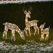 The Lakeside Collection 3D Christmas Prelit 3 pc Reindeer set, Doe, Fawn, and Buck Outdoor Yard Decoration