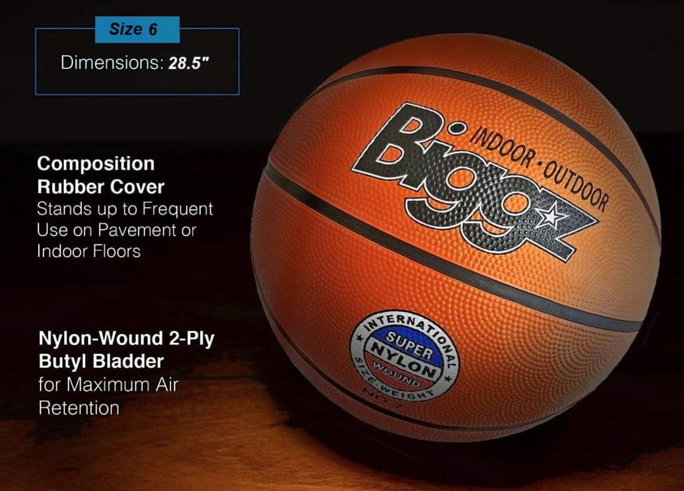 Biggz Orange Basketball size 6 (6 pack) with (1) Hand Pump