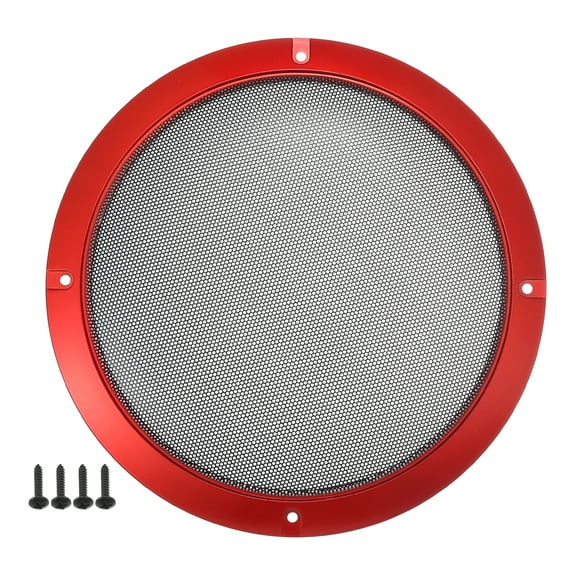 Unique Bargains 1 Pcs 8" Car Speaker Grills Cover Mesh Round Audio Subwoofer Protector with Mounting Screws Iron Red
