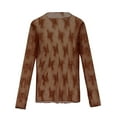 thumbnail image 4 of Srogem Lace Tops for Women Long Sleeve Floral Lace Blouse Sheer Mesh Mock Neck Layering Top Party Club Night Blouse, 4 of 8