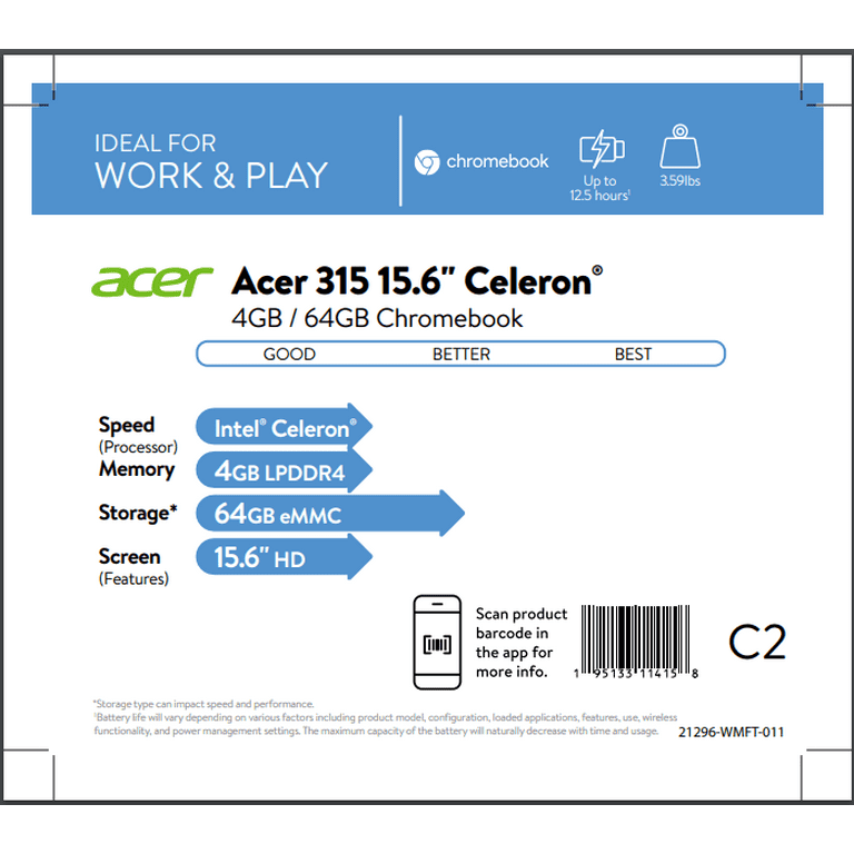 Acer 315 Chromebook, 15.6