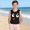thumbnail image 5 of ITSAME Boys Graphic Tank Tops, Funny Face Print Loose Fit Crewneck Summer Fashionable Sleeveless Shirt Black 4T, 5 of 6