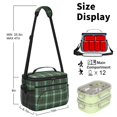 thumbnail image 4 of Green and White Checkered Pattern Insulated Lunch Box for Women Men, Medium Leakproof Cooler Bag with Adjustable Strap, 10"x6.7"x8", 4 of 4