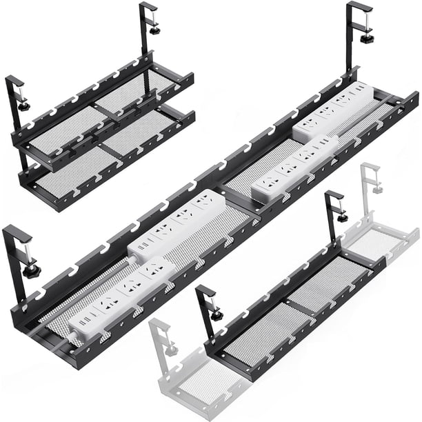 SHIQI-31Inch Extendable Under Desk Cable Management Tray Under Desk ...