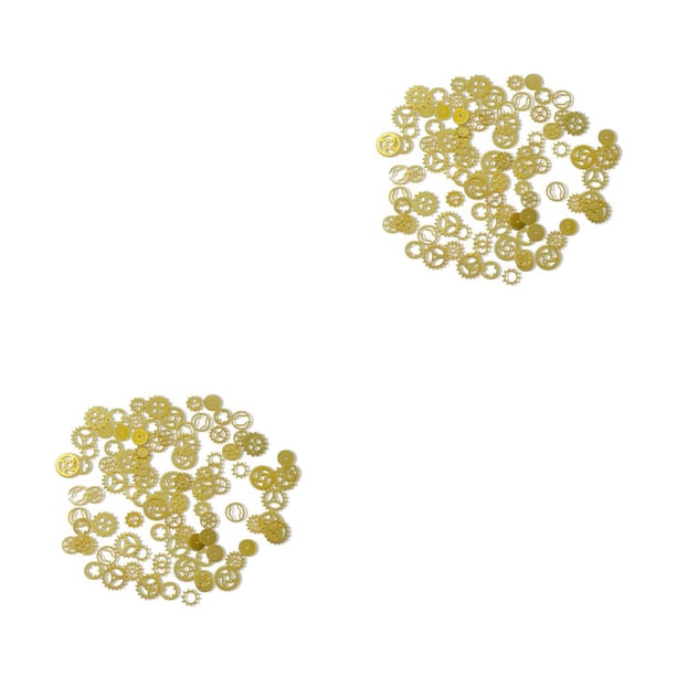 Cateissary Parches de uñas de Navidad Lentejuelas doradas brillantes Joyas artesanales Sprinkles Adornos metálicos Copos Wedding Party Girls Engranajes de tiempo 2piezas