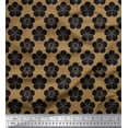 thumbnail image 1 of Soimoi Brown Cotton Voile Fabric Black Sketch Floral Print Fabric by the Yard 56 Inch Wide, 1 of 3
