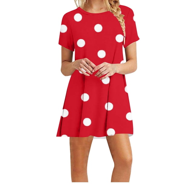 Vestidos de Verano de Mujer Cuello Redondo Manga Corta Impreso, Ligero Y Cómodo Vestidos Casuales para Mujeres