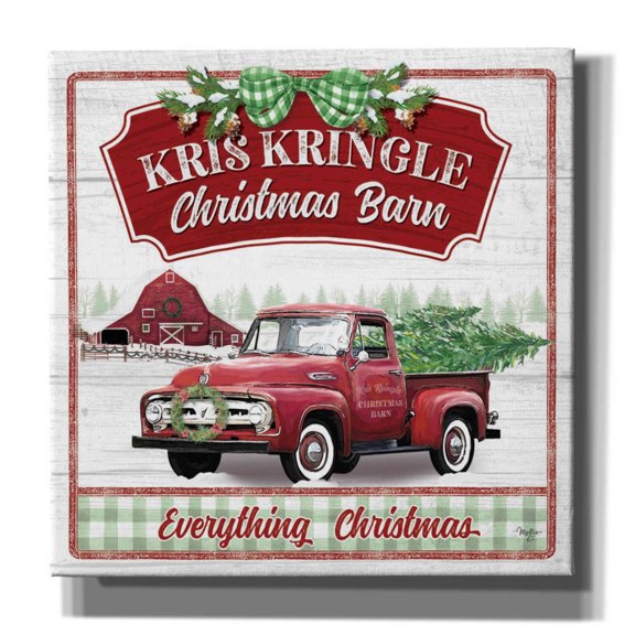 Epic Graffiti 'Kris Kringle Christmas Barn' by Mollie B, Canvas Wall Art, 26"x26"