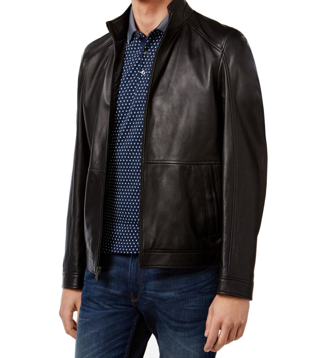 Michael Kors - Mens Jacket Large Full-Zip Motorcycle Leather L - Walmart.com - Walmart.com