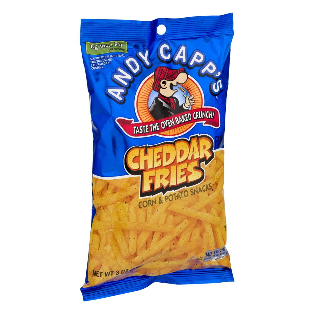 Andy Capp's Cheddar Fries, Flavored Corn and Potato Snack 3 oz (2 Pack)