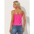 thumbnail image 4 of DARING DIVA Women's Sequin Sparkle Glitter Crop Cami Top S Neon Pink, 4 of 6