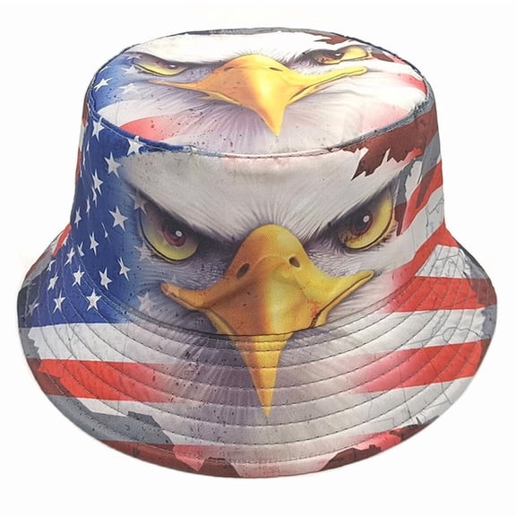Eagle Pattern Bucket Hat, Packable Fisherman Cap, Unisex Sun Protection Headwear, Foldable Outdoor Travel Fishing Hat for Men Women Summer Beach Use
