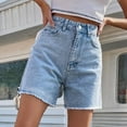 thumbnail image 5 of Clearance! Jean Shorts Womens Boyfriend Jeans for Women Women's Summer New Loose Casual High Waist Solid Denim Shorts S-L, 5 of 5