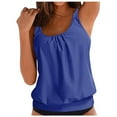 thumbnail image 2 of Zhden Tankini Tops for Women Tummy Control Blouson Tankini Top Women Swimwear Top Only（Blue,XXL）, 2 of 6
