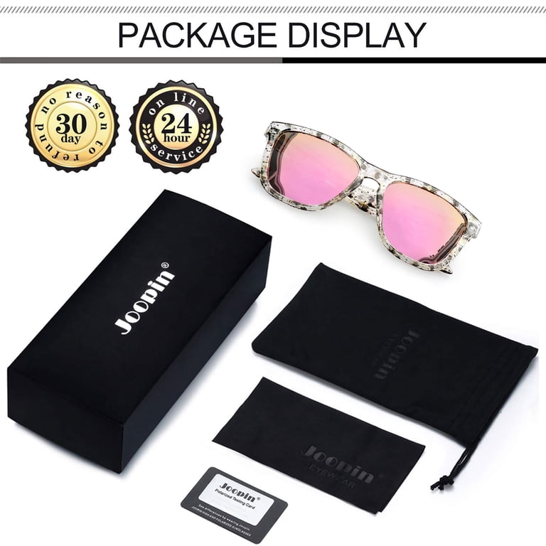 Joopin Retro Polarized Sunglasses Women, Pink Mirrored photo 8