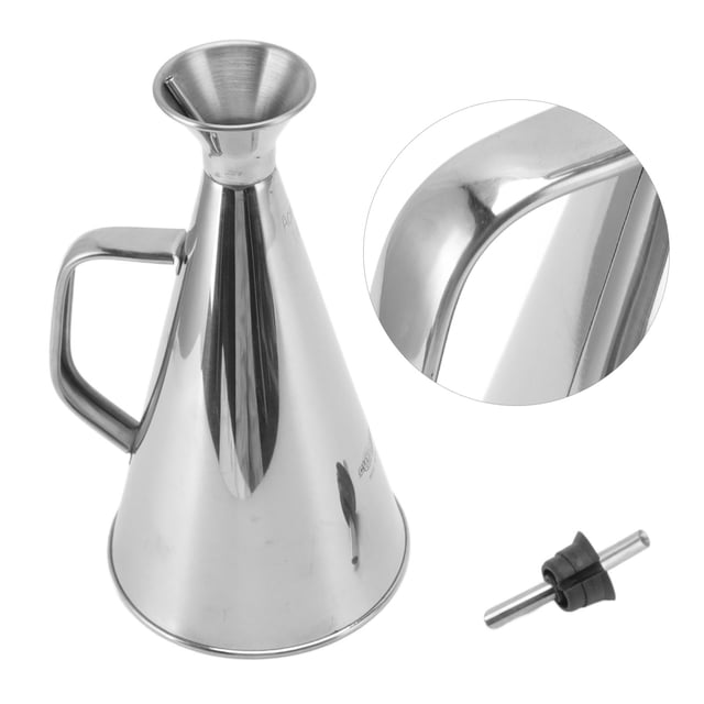 Pas de Goutte à Goutte Bouteille de Distributeur d'Huile d'Olive, Preuve de Fuite Récipient d'Huile en Acier Inoxydable Cruet de Vinaigre avec Poignée Argent
