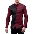 thumbnail image 1 of Camisas Para Hombre Manga Larga Negra Camisa a juego de colores de manga larga con cuello levantado y moda informal para hombre (Red, M), 1 of 7