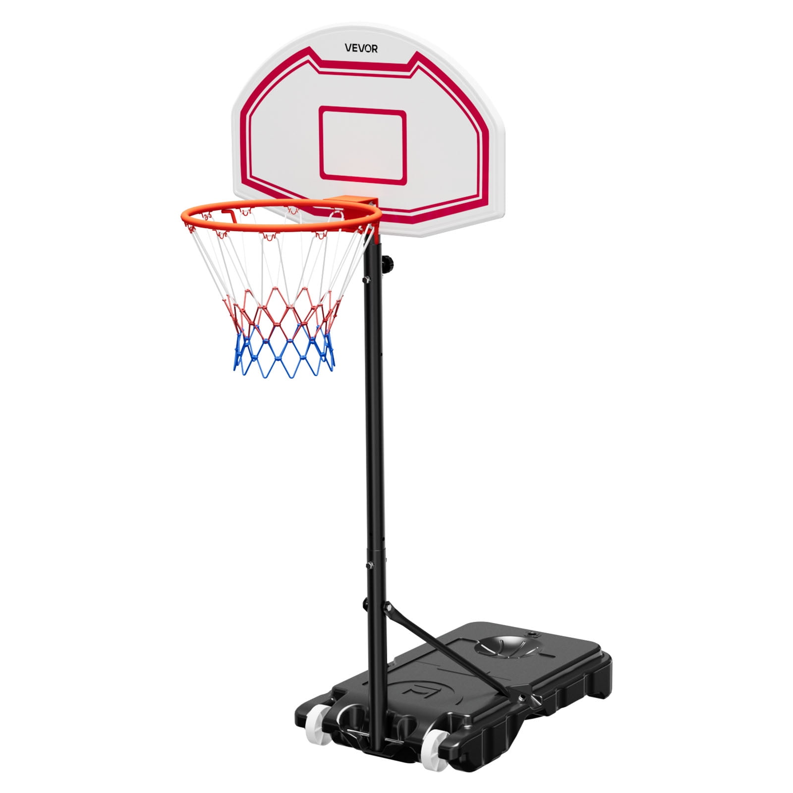 VEVOR Portable Basketball Stand, 5.2 to 6.9 ft Height Adjustment Basketball Hoop & Goal, Kids Adjustable Basketballs Hoop with Nylon Net & Rolling Wheels, Portable Backboard Set for Patios, Poolside