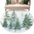 thumbnail image 2 of Forest Green Round Area Rug 7 FT, Non Slip Living Room Area Carpet, Spring Summer Watercolor Pine Tree Washable Soft Circular Rug Non-Shedding Floor Carpet for Bedside Office Play Room Classroom, 2 of 9