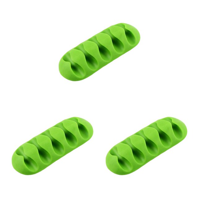 QualitChoice Silicone USB Cable Organizer Cable Winder Desktop Tidy Management Clips Cable Holder for Mouse Headphone Wire Organizer green 3Set
