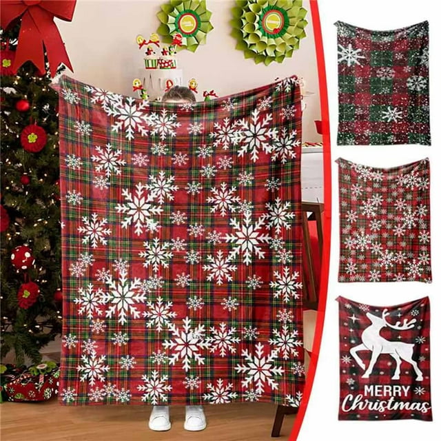 ¡Oferta por Tiempo Limitado!, Manta de franela navideña con elementos navideños, manta para la siesta en el sofá del dormitorio Akmoler