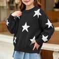 thumbnail image 6 of Atogsazn Childrens Girls Knitted Sweater Casual Star Printed Long Sleeve Sweaters Fall Winter Tops Clothes Black 6-8Years Fashion, 6 of 7
