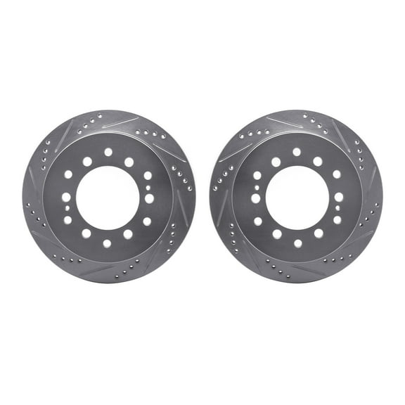 Dynamic Friction Company Rear Brake Rotors-Drilled and Slotted-Silver 7002-76112