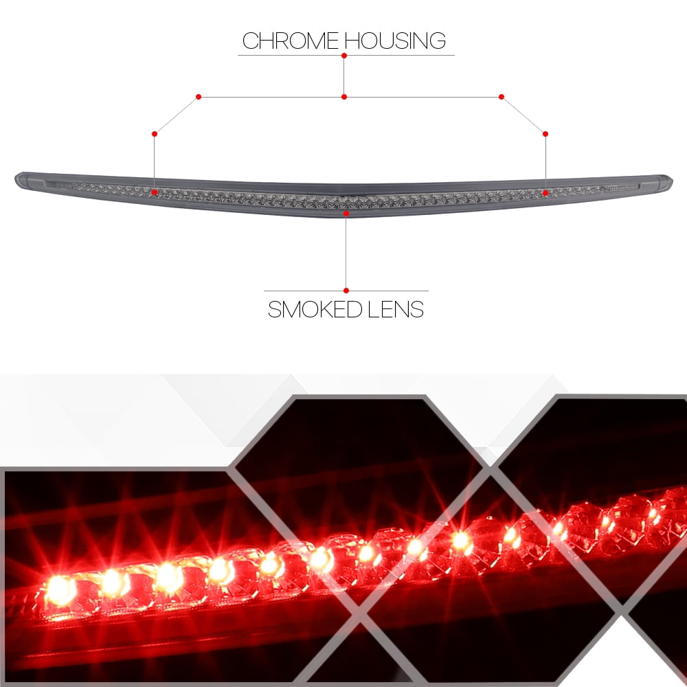 DNA MOTORING Black LED Third Brake Light For 2006-2011 Cadillac DTS - Smoked Lens, Super Bright