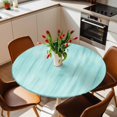 thumbnail image 3 of Turquoise Fitted Tablecloth with Elastic Edged, Round Table Cloth for Dining Table, Modern Abstract Art Ombre Striped Waterproof Oil Proof Table Cover for Indoor Outdoor 36"-44", 3 of 8
