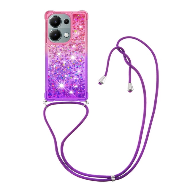 Funda para Xiaomi Redmi Note 13 Pro 4G Brillantina Líquida Divertida Reluciente y con Cristales en Movimiento Cuerpo Cruzado con Cordón Ajustable